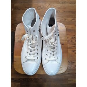 EUC Calvin‎ Klein White High Top Canvas Sneakers Size 11.5 Mens Casual Shoes